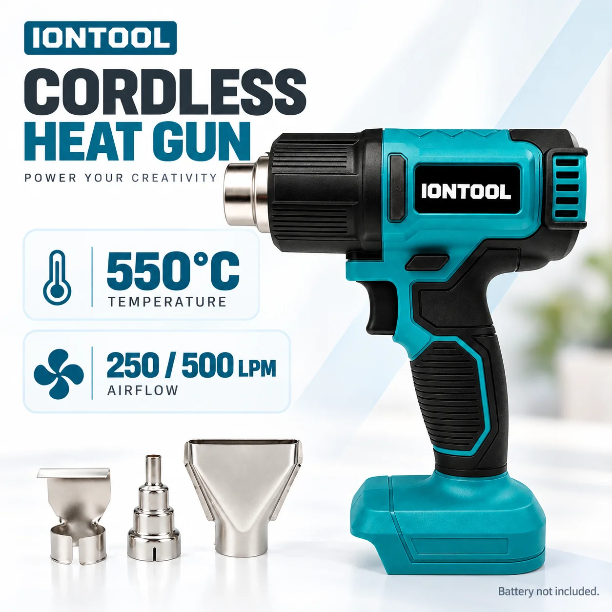Cordless Heat Gun For Shrink Tubing - IONTOOL Cordless Heat Gun 550℃ 250/500LPM
