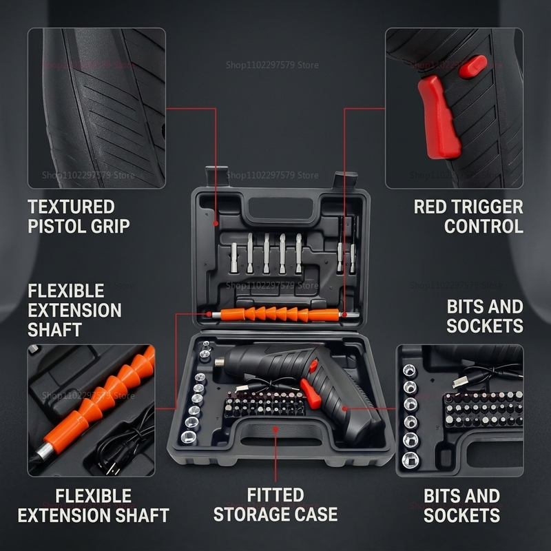 47Pcs Rechargeable Cordless El - Electric Screwdriver Rechargeable Usb ulasan dan harga