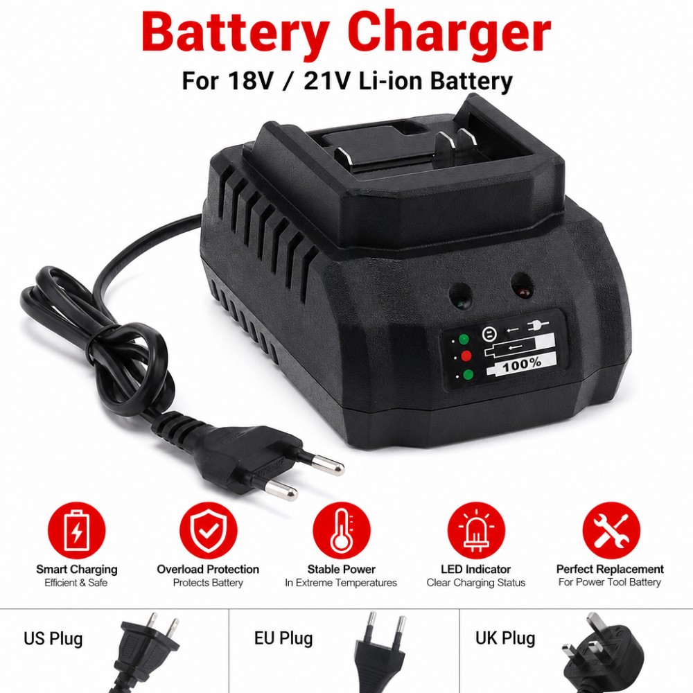 18V 21V Battery Charger Compat - Brushless Cordless Electric Drill 18V ulasan dan harga