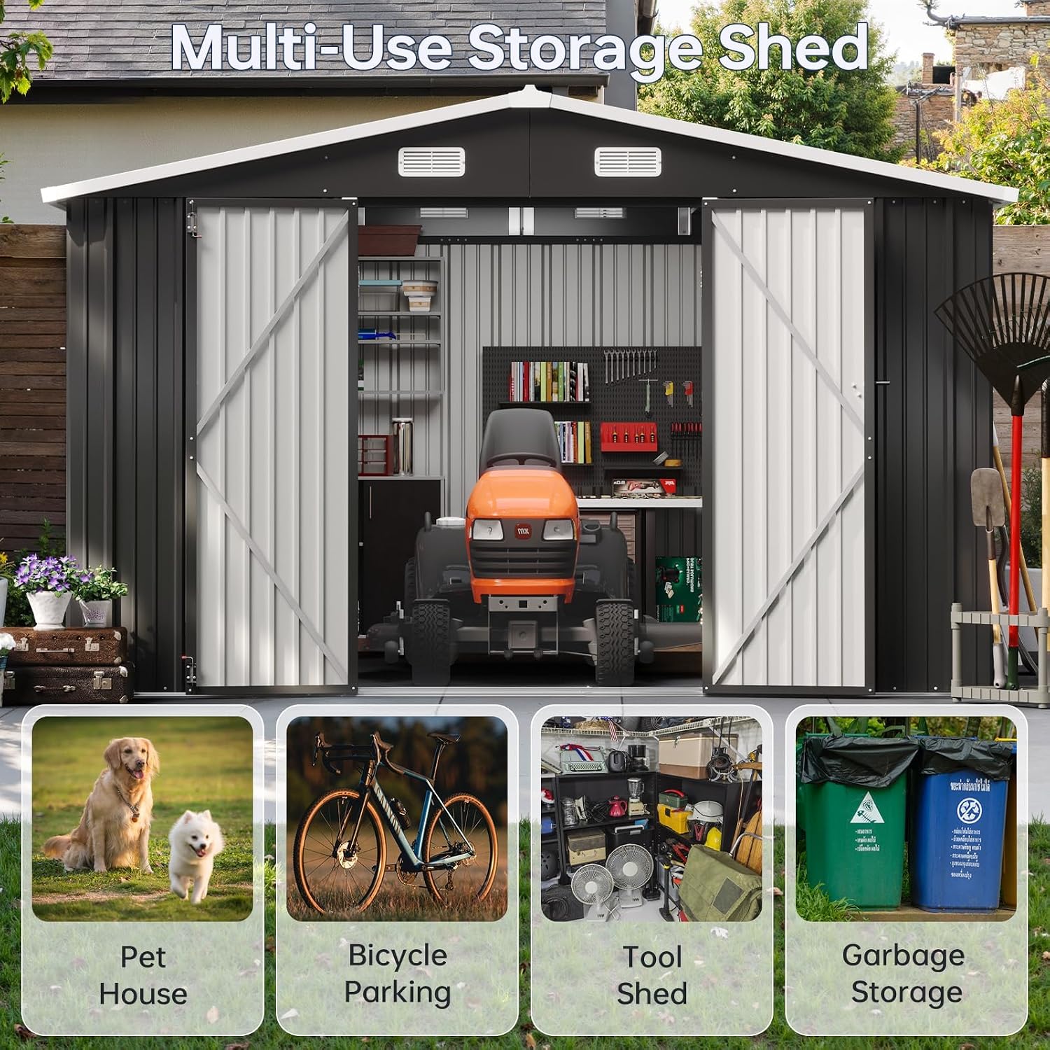 10x12FT Outdoor Storage Shed W - Garden Tools ulasan dan harga