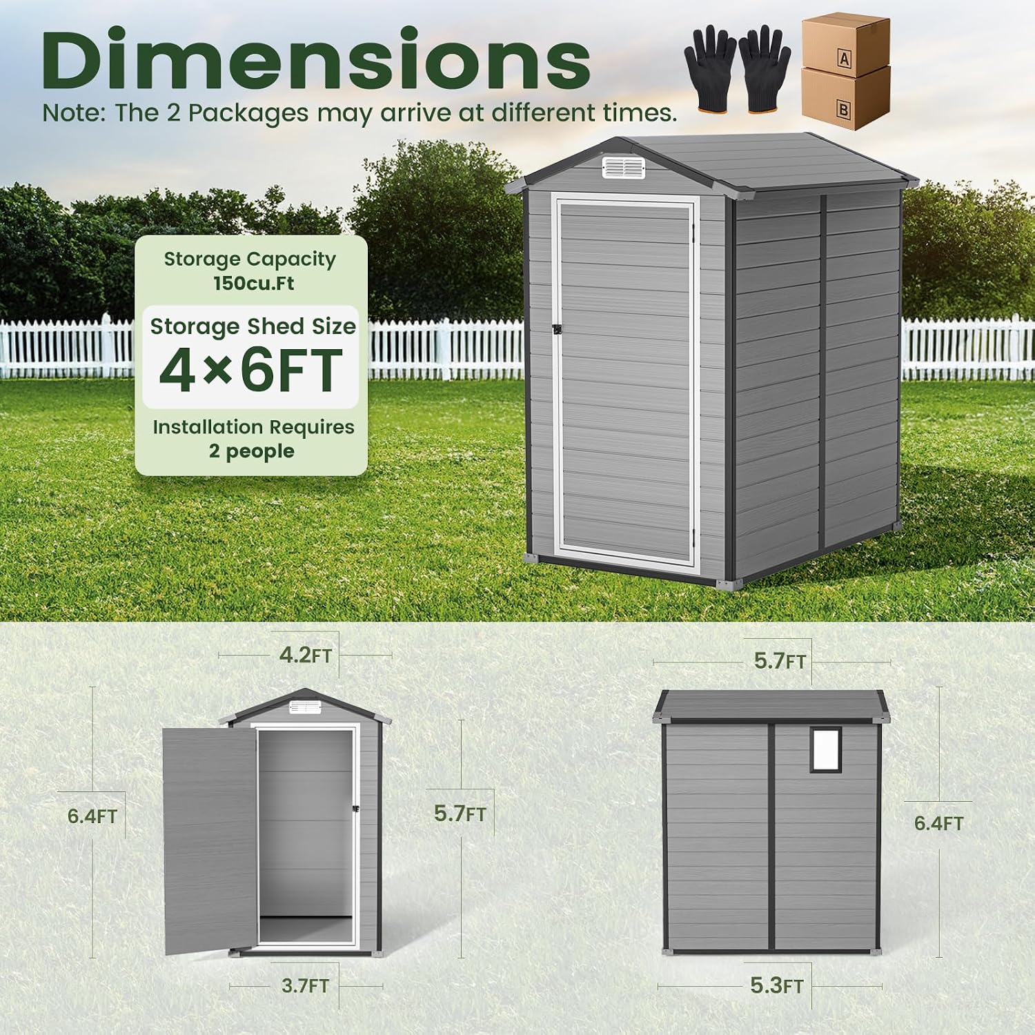 Outdoor Storage Shed with Floo - Garden Tools ulasan dan harga