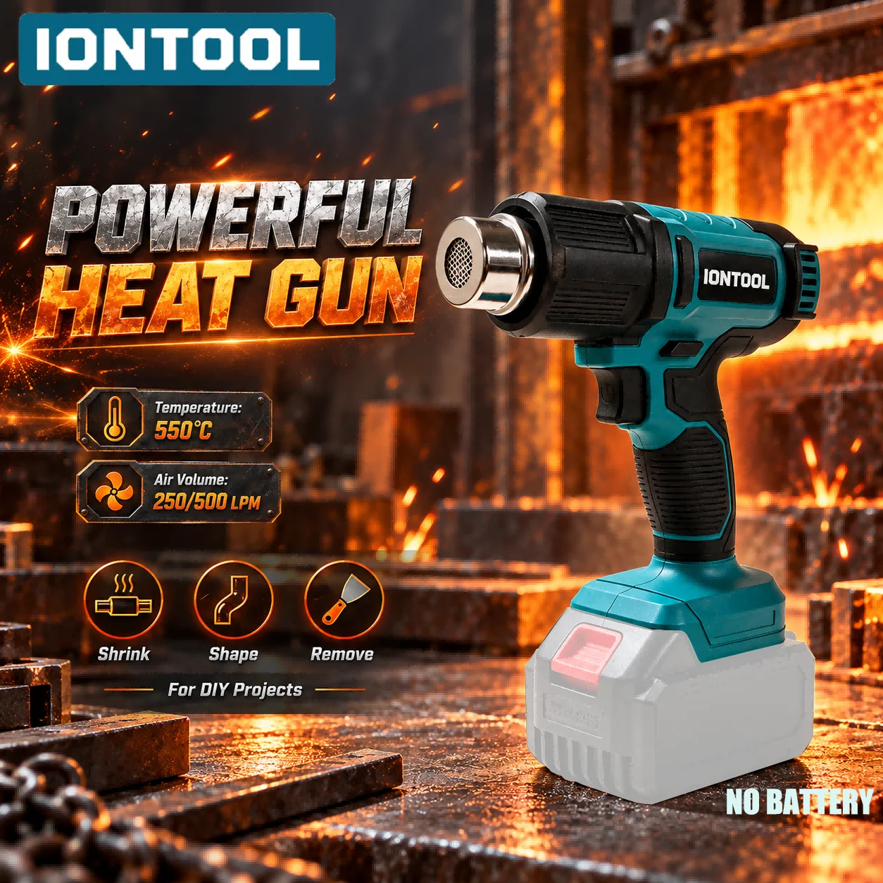 IONTOOL Cordless Heat Gun 550℃ - Cordless Heat Gun For Shrink Tubing ulasan dan harga