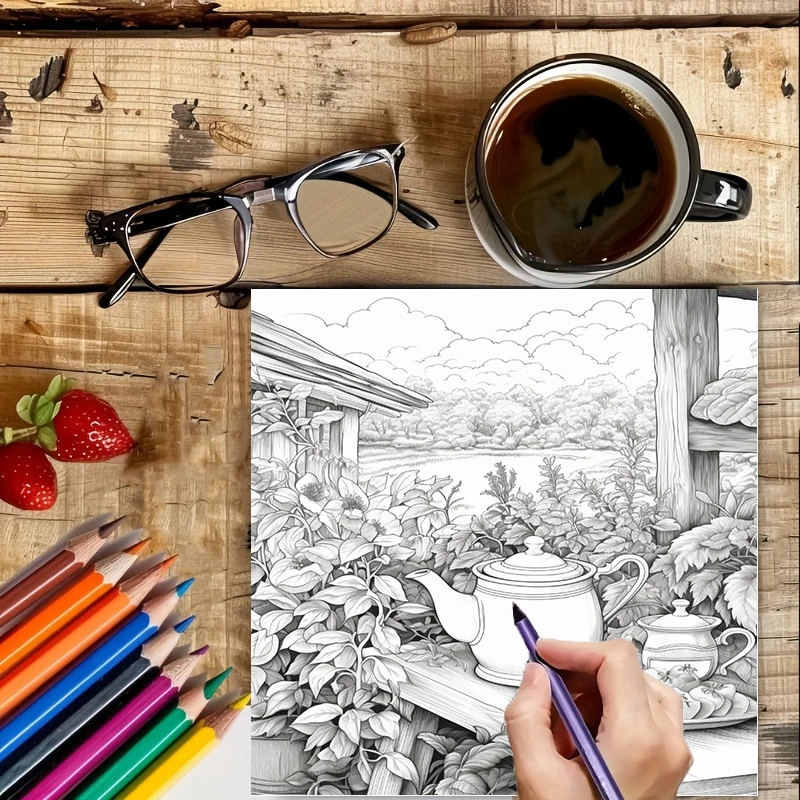 Tea In The Gardens Coloring Bo - Garden Tools ulasan dan harga