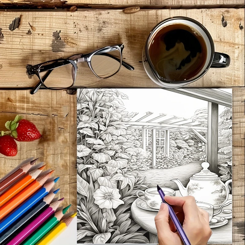 Tea In The Gardens Coloring Bo - Garden Tools ulasan dan harga
